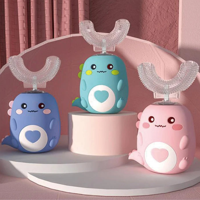 Children U-shaped Electric Toothbrush 360 Degrees Smart Cartoon Kids silicone Toothbrush Automatic Rechargeable Sonic Toothbrush